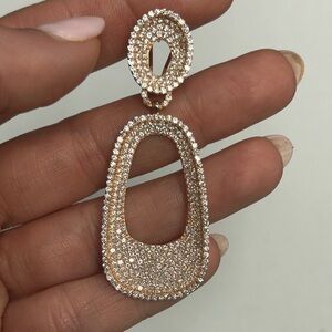 Suzy Levian Rose Sterling Silver White CZ Pave Dangle Single Earring